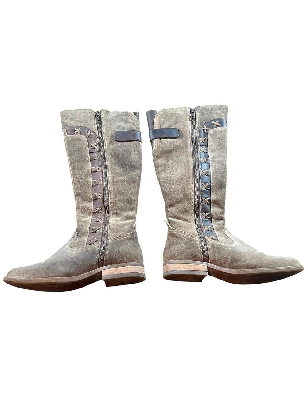 Vintage Brown Suede Lace Up Boots
